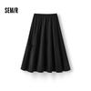 Semir Women's Bowknot Drawstring Elastic Waist A-Line Midi Skirt