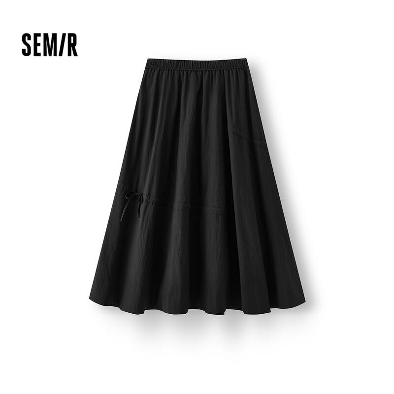 Semir Women's Bowknot Drawstring Elastic Waist A-Line Midi Skirt