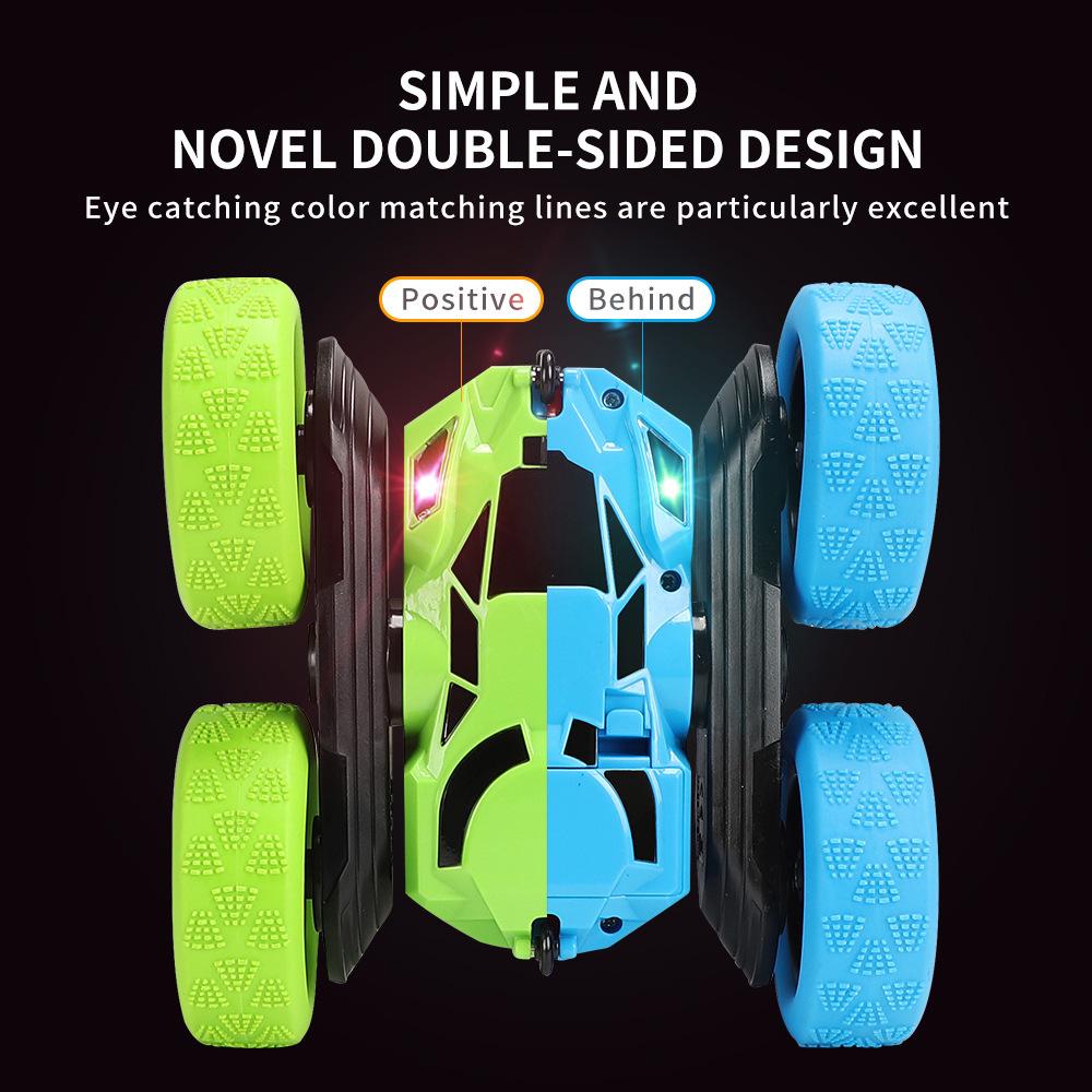 High-Speed 360° Remote Control Stunt Car with Lights - Double-Sided Tumbling Toy for Kids