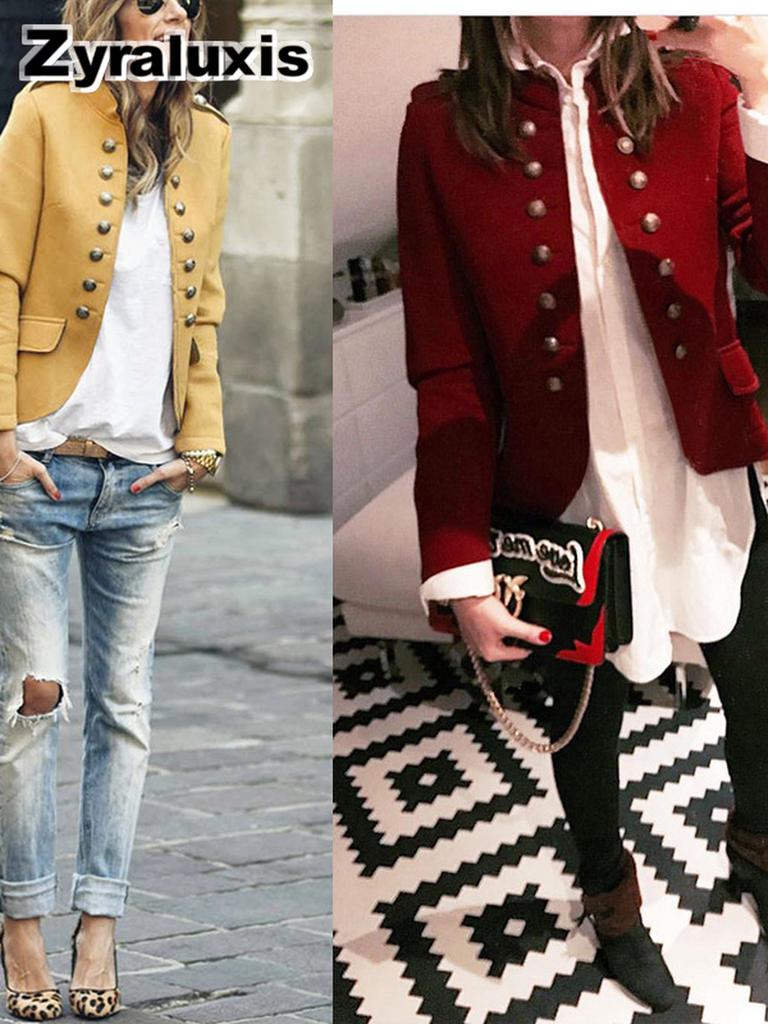 Veste blazer boutonnée pour femme pour l'automne-Hiver