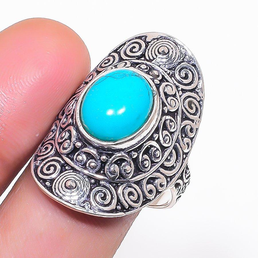 

Natural Santa Rosa Turquoise Gemstone 925 Sterling Silver Jewelry Ring Size 9 W3C17