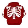 Halloween Skeleton Ribcage Print Hoodie, 3D Skull Bone Graphic Pullover Hooded Sweatshirt for Party Costume