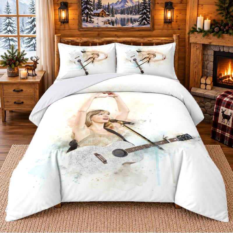 Taylor Swift Pattern Bedding 3Pcs Set Bed Sheet And Pillowcases For Indoor Bedroom