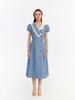 Kisserihe Puff Sleeve Striped Dress_Blue