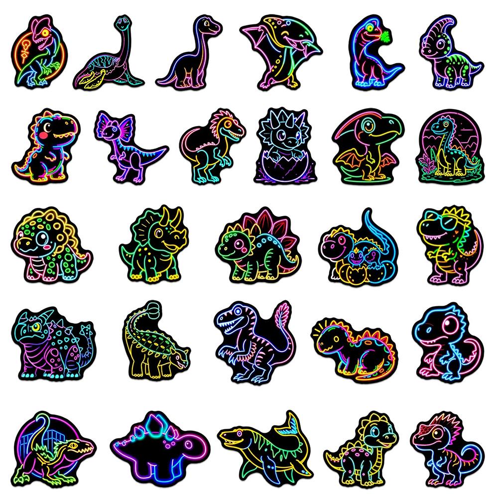 10/30/50pcs Neon Style Cute Animal Dinosaur Cartoon Stickers Waterproof Graffiti Bike Notebook Cartoon Sticker Toy Gift