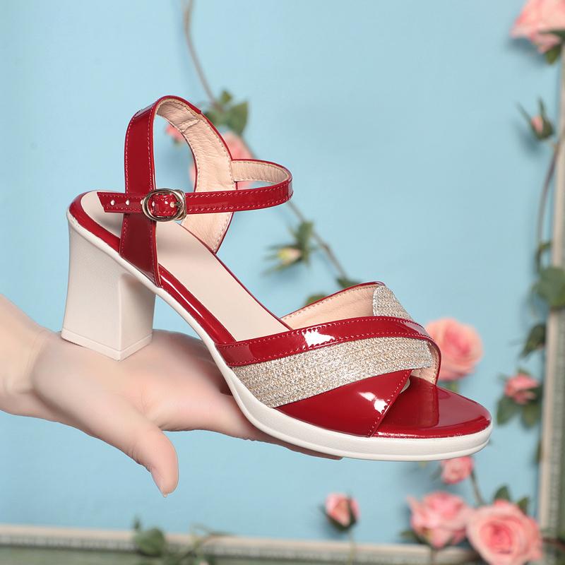 Fashion AIYUQI Summer Sandals Women 2025 New Summer Patent Leather Women's Sandals Fashion High Heeled Women's Dress Shoes