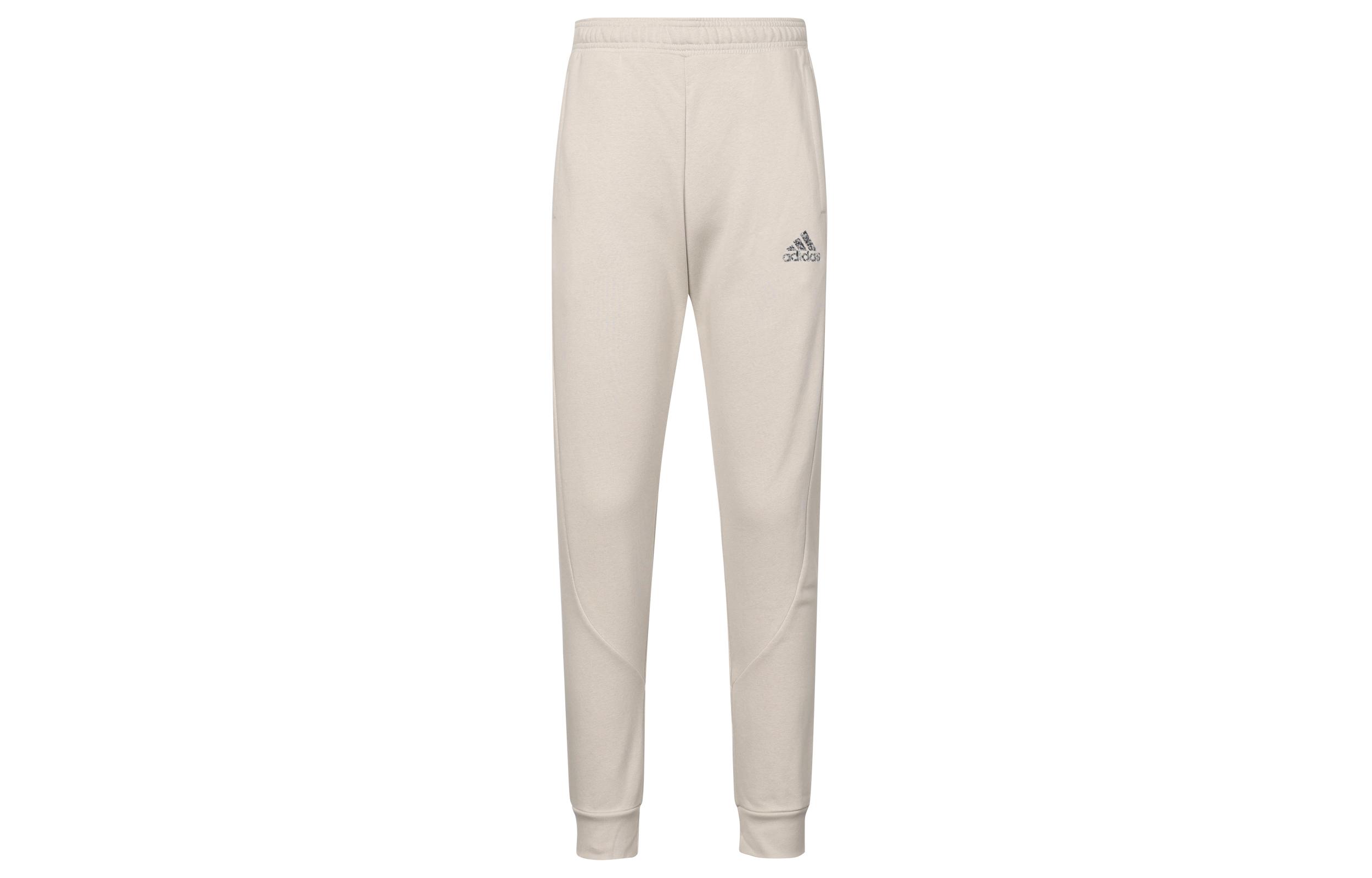 

Adidas Solid Color Print Logo Thickened And Fleece Lined Elastic Cuff Knitted Sweatpants Men s Bauxite Brown HU1524 S