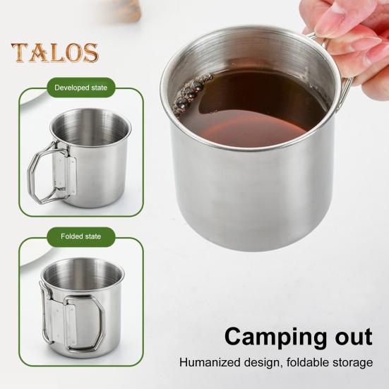 Becherset aus Edelstahl mit klappbarem Griff und Aufbewahrungstasche, tragbarer Becher mit Karabinerhaken für Zuhause, Outdoor, Camping, Wasser, Kaffee, Getränkebecher für Wanderpicknicks