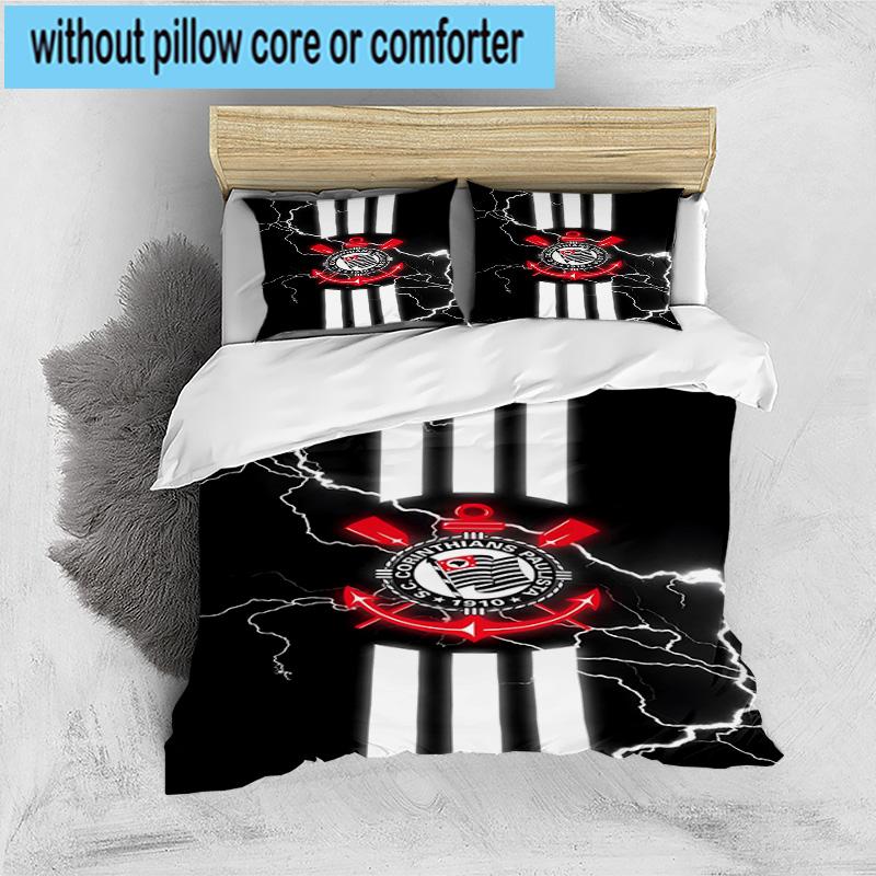 3pcs Sport Club Football Crest Printed Bedding Set Duvet Cover Closure Includes 1 Duvet Cover & 2 Pillowcases Bedding Sets Home Decor Gifts
