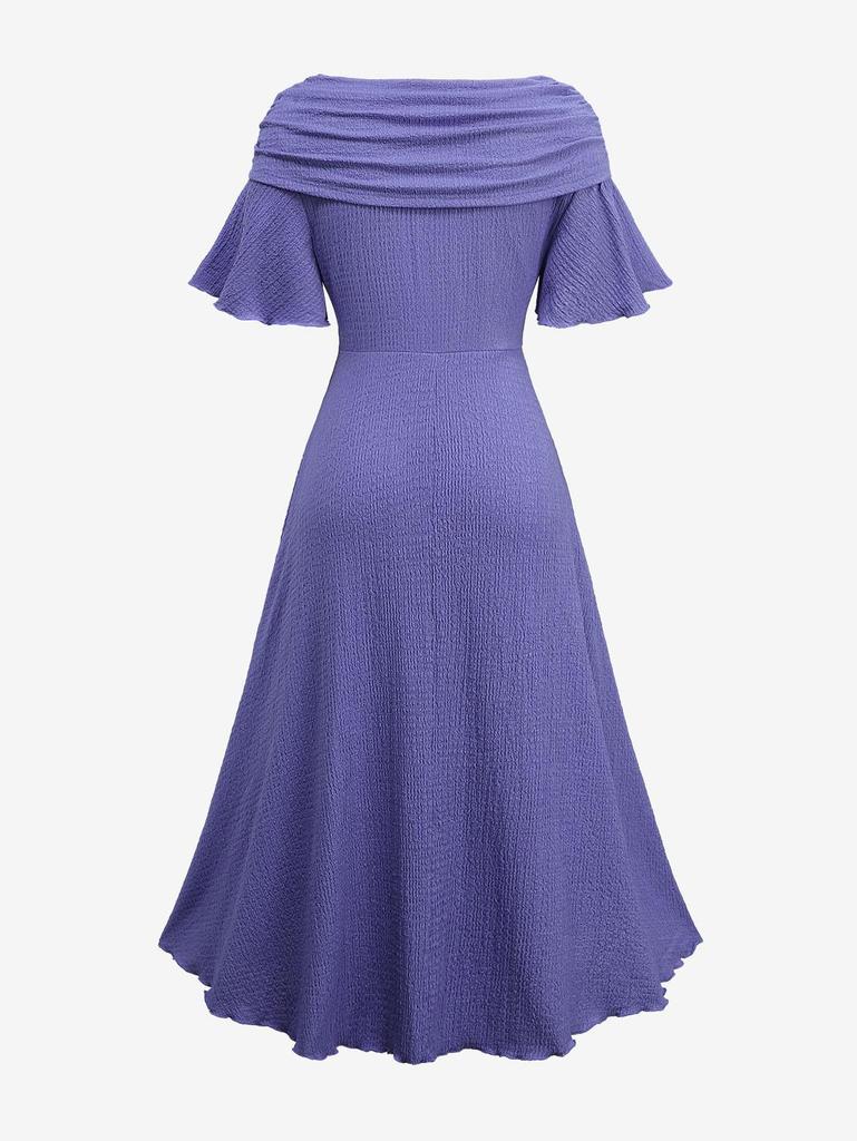 Rosegal Plus Size Ruffles Tulip Hem Pockets Ruched Surplice Dress