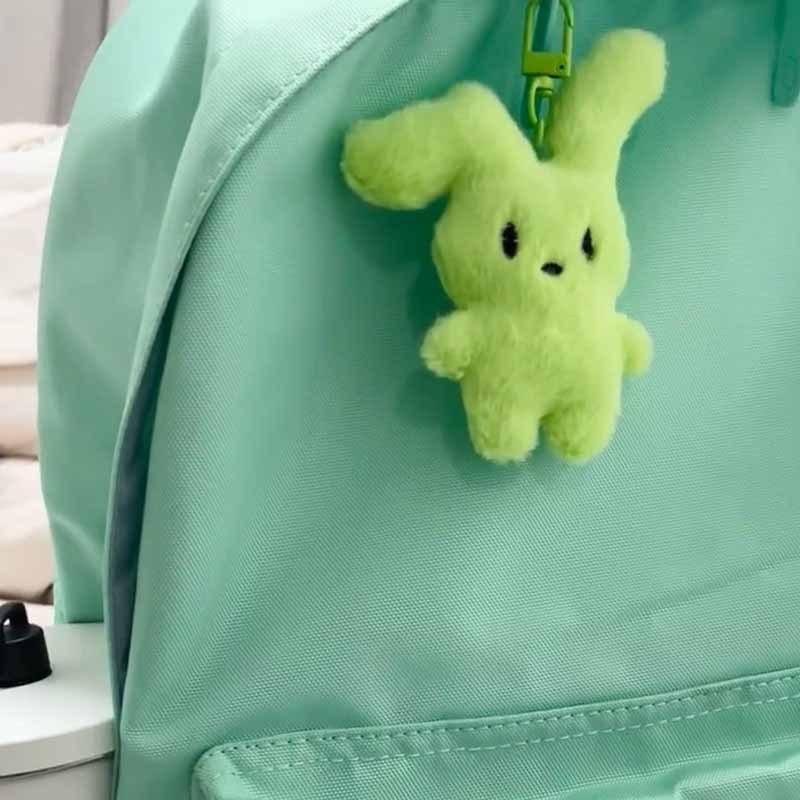 Cartoon Pink Plush Rabbit Keychain Item Cute Student Backpack Fluffy Pendant Keyring Ladies Girls Car Bag Decoration