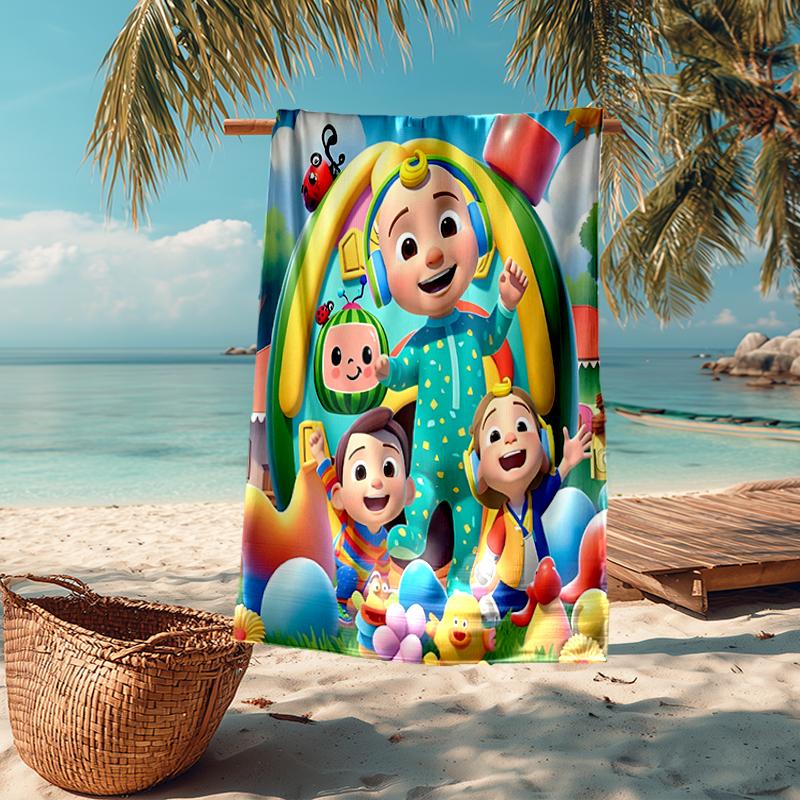 Ultra-Soft Beach Towel with Cocomelon Theme,Ideal for Pool - Camping, Diving - Perfect Travel Essential, Vibrant Beach Towel.