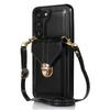 Phone Cover for Samsung Galaxy S23+ PU Leather+TPU Card Holder Kickstand Case with Shoulder Strap