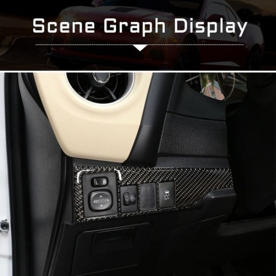 Carbon Fiber Interior Headlight Control Cover Trim For Toyota Corolla 2014-18