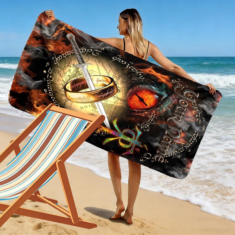 Name Custom Lord Rings Print Beach Towel, Large Soft Quick Dry Towel for Beach Camping Swimming