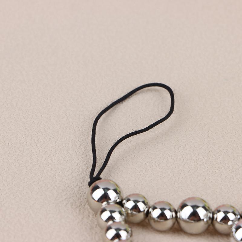 1Pc Silver Color Heart Phone Charms Plastic Love Beaded Rope For Phone Women Men Short Cell Phone Lanyard Keychains