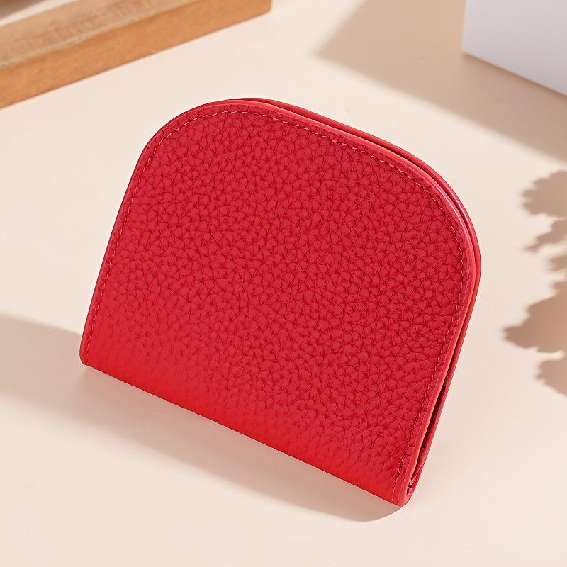 

Кожаный кошелек женский короткий из первого слоя коровьей кожи мини-кошелек визитница маленький и ультратонкий мягкий кошелек модный маленький кошелек красный