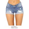 Women Jeans Ripped Mid Waist Solid Color Soft Short Jeans for Daily Wear