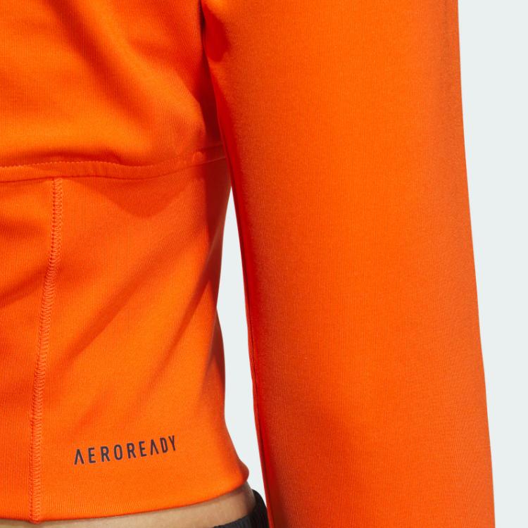 Adidas Long Sleeve Top Solid Color Slim Fit Hollow Design Casual Long Sleeve T-Shirt Women tops Half-Impact-Orange JJ1589