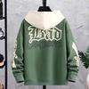Winter Men Hoodie with Hood Drawstring Letter Printing Color-blocked Hip Hop Style Oversized Thickened Warmth Rentention Outerwear