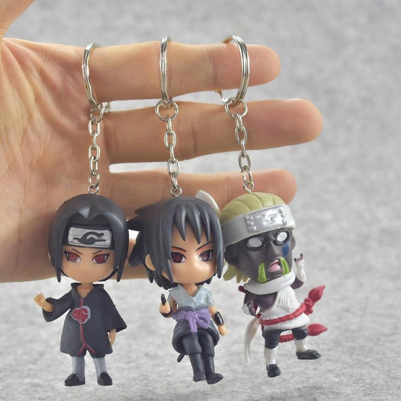 New 6pcs Naruto Pvc Figure Keychain Key Ring Toy Pendant Stylish Anime Cosplay Gift