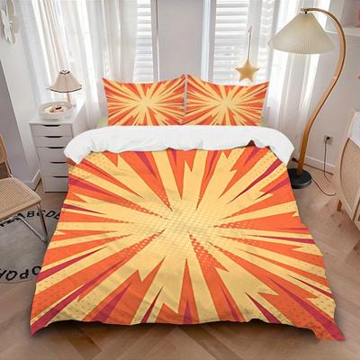 3pcs Sunburst Vibrant Bedding Cover Set, Fashion Classic Popular Print Bedding Set, Soft Comfortable, All Season Use, For Bedroom, Guest Roo