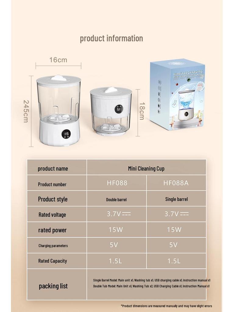 2L Automatic Double Tub Portable Washing Machine for Underwear and Socks