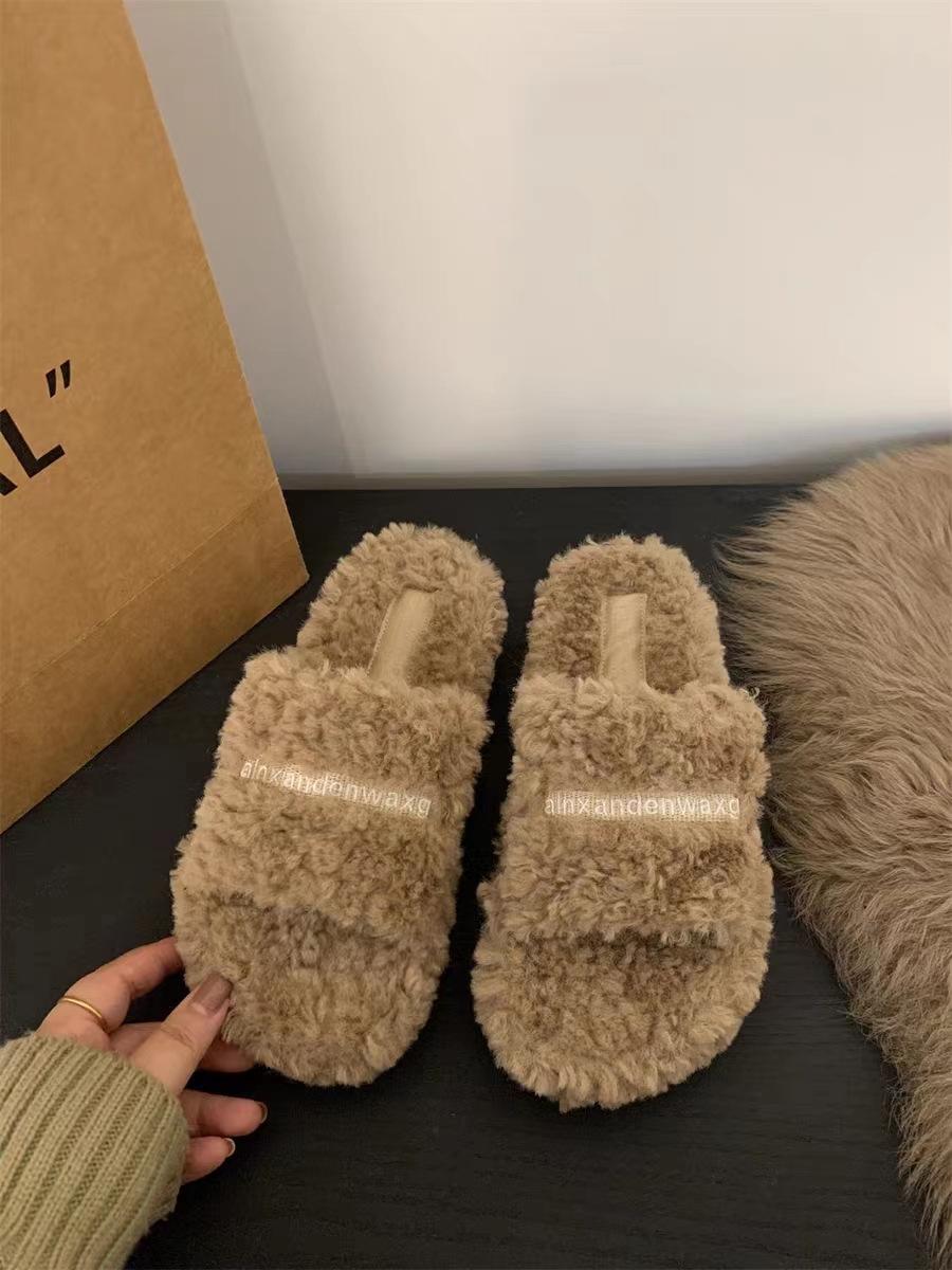 

Тапочки Mao Mao жіночі для вулиці осінньо-зимові нові на товстій підошві універсальні теплі однослівні з овчини хутро інтегроване Mao Mao шльопанці 40 жовтий