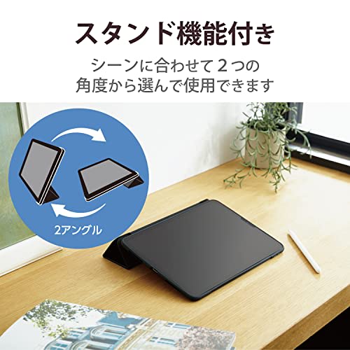 ELECOM iPad Pro 11 4th Generation (2022) Case Cover Hybrid Case with Flap TOUGH SLIM LITE Black TB-A22PMTSLFCBK
