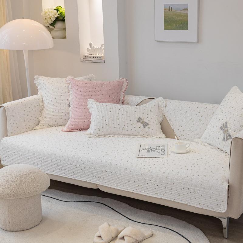 

French Cotton Fabric, Small Floral Sofa Cushion, Universal In All Seasons, Non-Slip Seat Cushion, Pure Cotton Backrest Towel, Cover Cloth Cover. 70*70cm