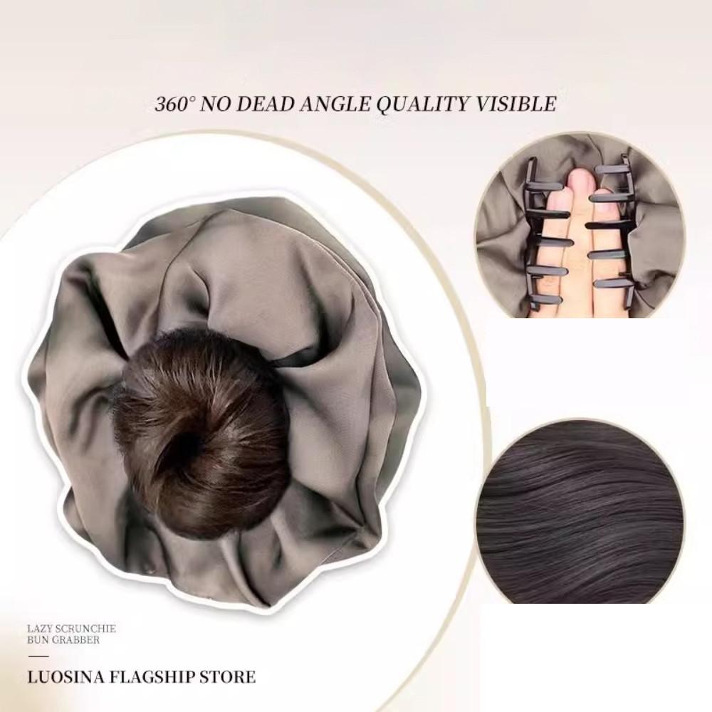 Synthetic Women Low-tied Flower Bud Band Grabber Wig Natural Simulation Lazy Ponytail Hair Extension