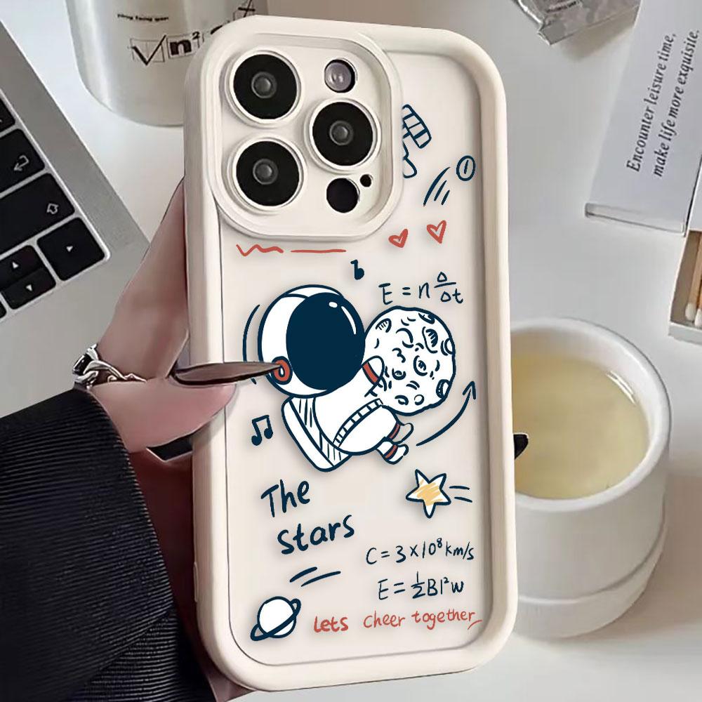 Cartoon Astronaut Space Phone Case For VIVO V60 V21 V23E V25 V27 V27E V29 V29E V30 V30E V40 V50 X80 X90 X100 X200 Shell Cover