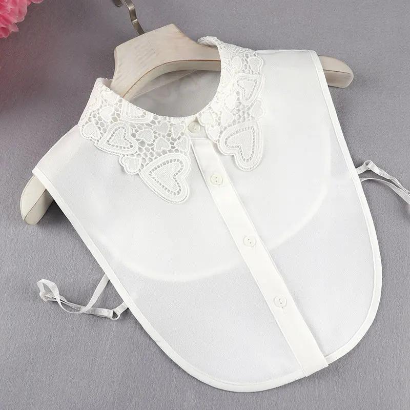 

Женский поддельный воротник для женщин, белый, черный, однотонный шифоновый поддельный воротник, съемный воротник, женский галстук, лацкан, украшение, рубашка, блузка