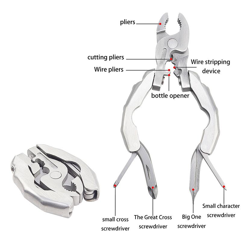 Portable Pocket Mini Stainless Steel Folding Pliers Knife Keychain Screwdriver Combination Kit Outdoor Multifunction Tool