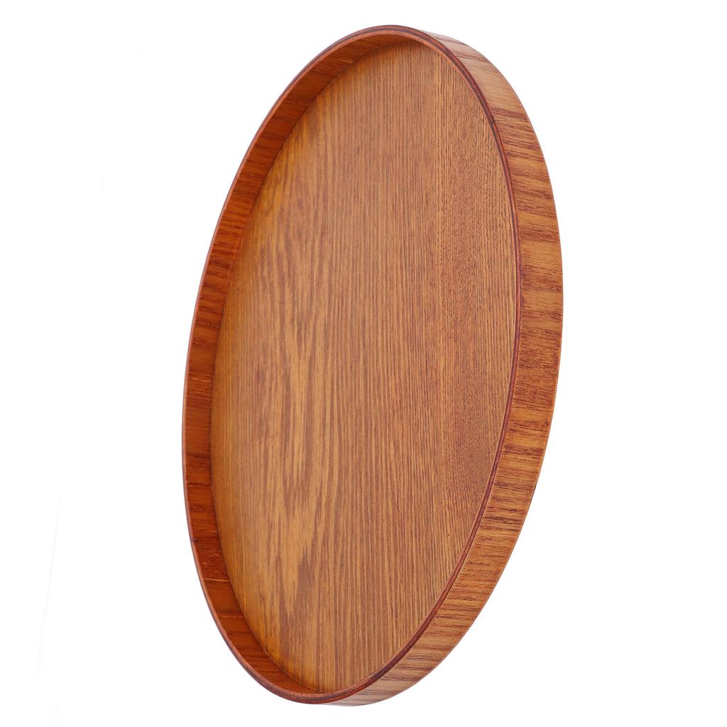 Wood Serving Tray Round Durable Simple Elegant Style Wide Application Glossy Surface Stable