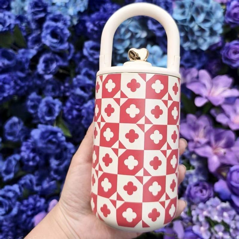 

Термос из нержавеющей стали 304, портативная чашка с подвесной сумкой, портативная чашка для воды большой емкости, чашка с термоизоляционной соломинкой для девочек, портативная 400ml