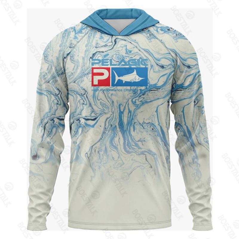 Men s PELAGIC Long-sleeved Hooded Fishing Suit With UV Sun Protection UPF50 + Luya L