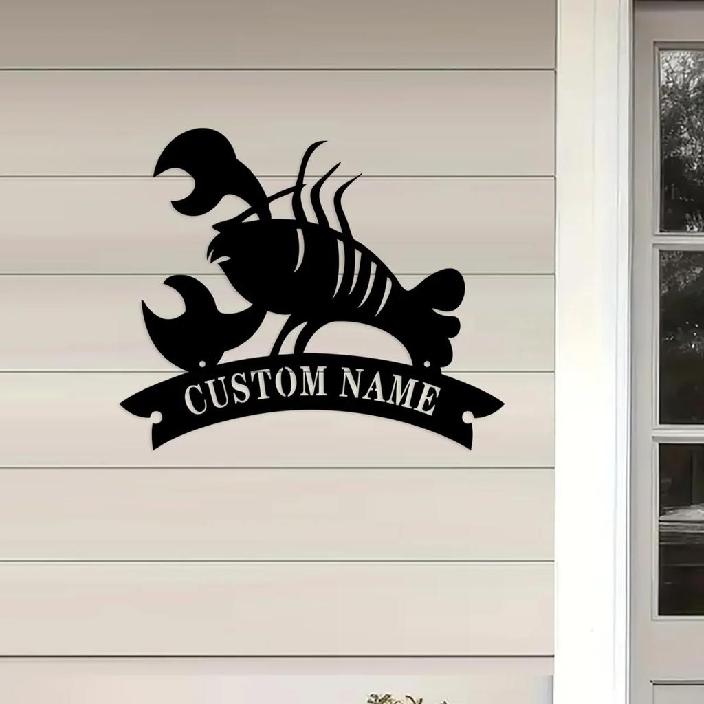 Metal Wall Art Crayfish, Kitchen Decor, Rustic Crustacean Sign, Housewarming Gift