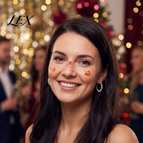Easy To Apply Face Tattoos Christmas Tattoo Stickers, Waterproof Temporary with Tree Deer Stickers for Snowflake, Remove, Holiday Party Makeup