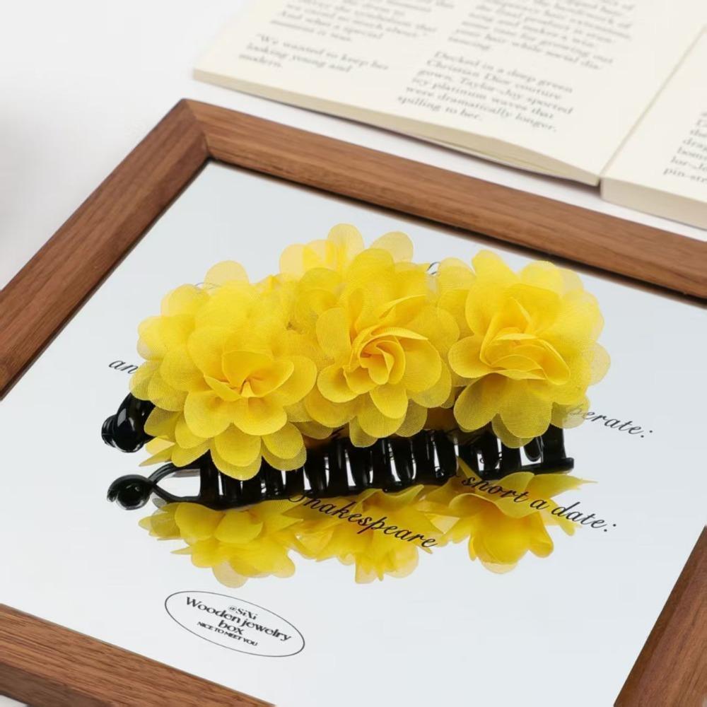 Sweet Flower Banana Clips Korean Style Floral Twisted Hair Clip Women Vertical Clip Daily