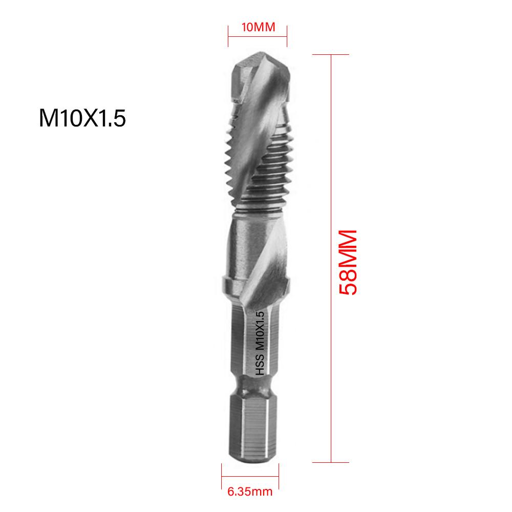 1/6Pcs Tap Drill Bit Set Hex Shank Titanium Plated HSS Screw Thread Bit Screw Machine Compound Tap M3 M4 M5 M6 M8 M10 Hand Tools