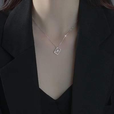 Beixi S925 Silver Envelope Necklace: Women's Simple, Versatile Clavicle Chain with Unique Design