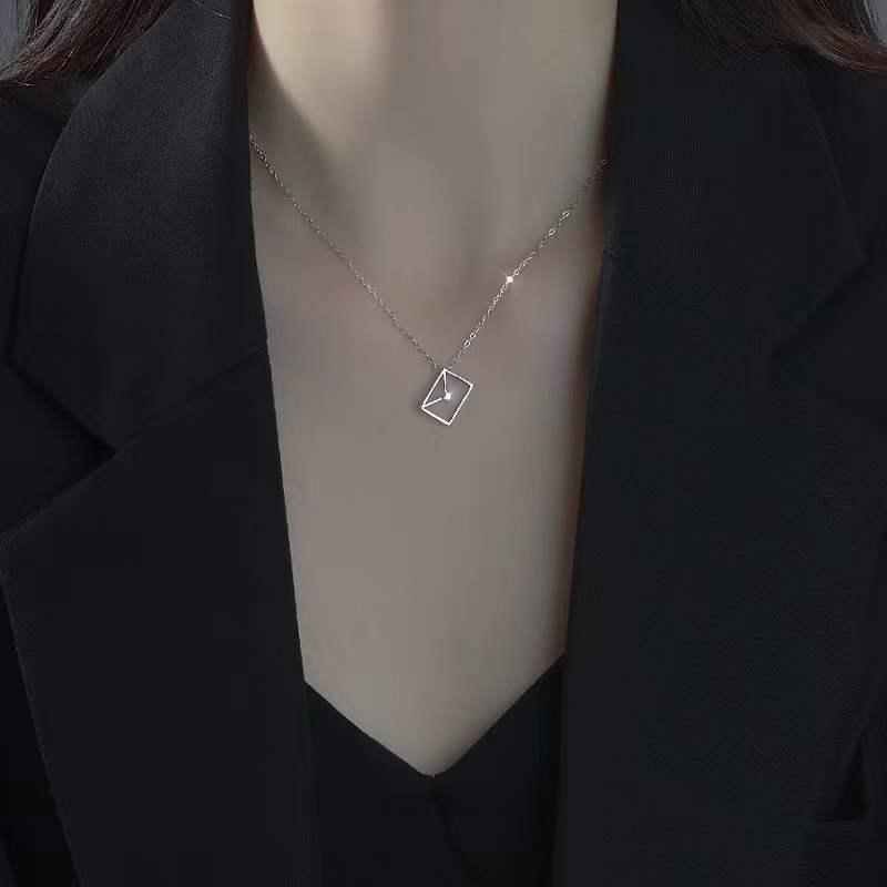 Beixi S925 Silver Envelope Necklace: Women's Simple, Versatile Clavicle Chain with Unique Design