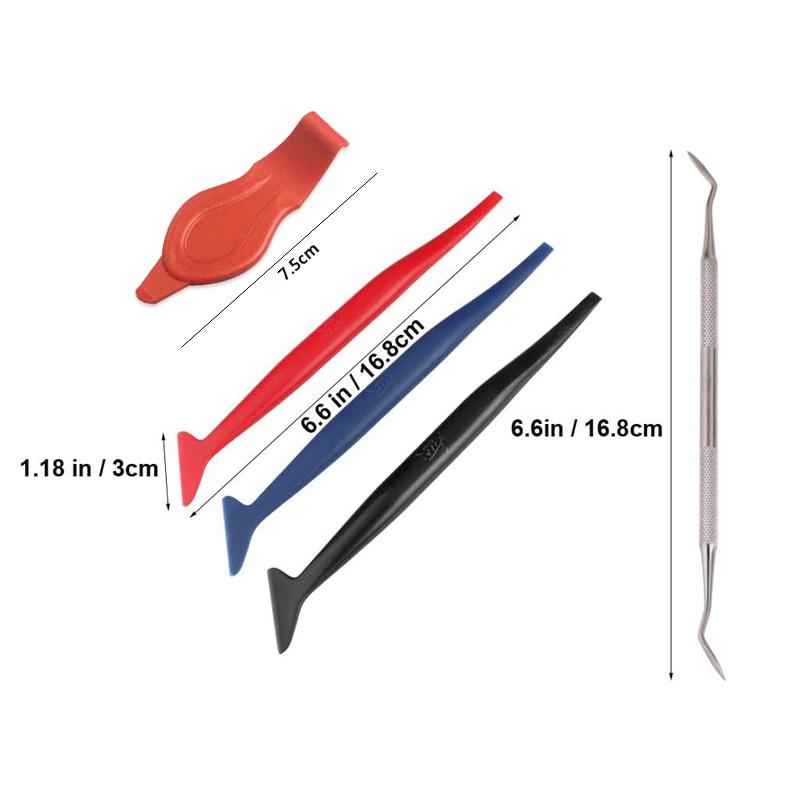 5Pcs/3Pcs Flexible Micro Squeegee Car Vinyl Wrap Tool Kit EdgeTrimmer with Different Hardness Window Tint Stickers Install Tool