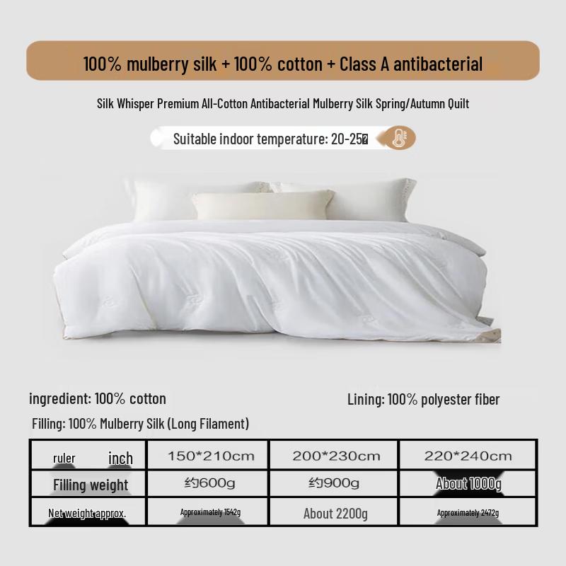 Mercury Home Textiles 100% Mulberry Silk All-Season Quilt