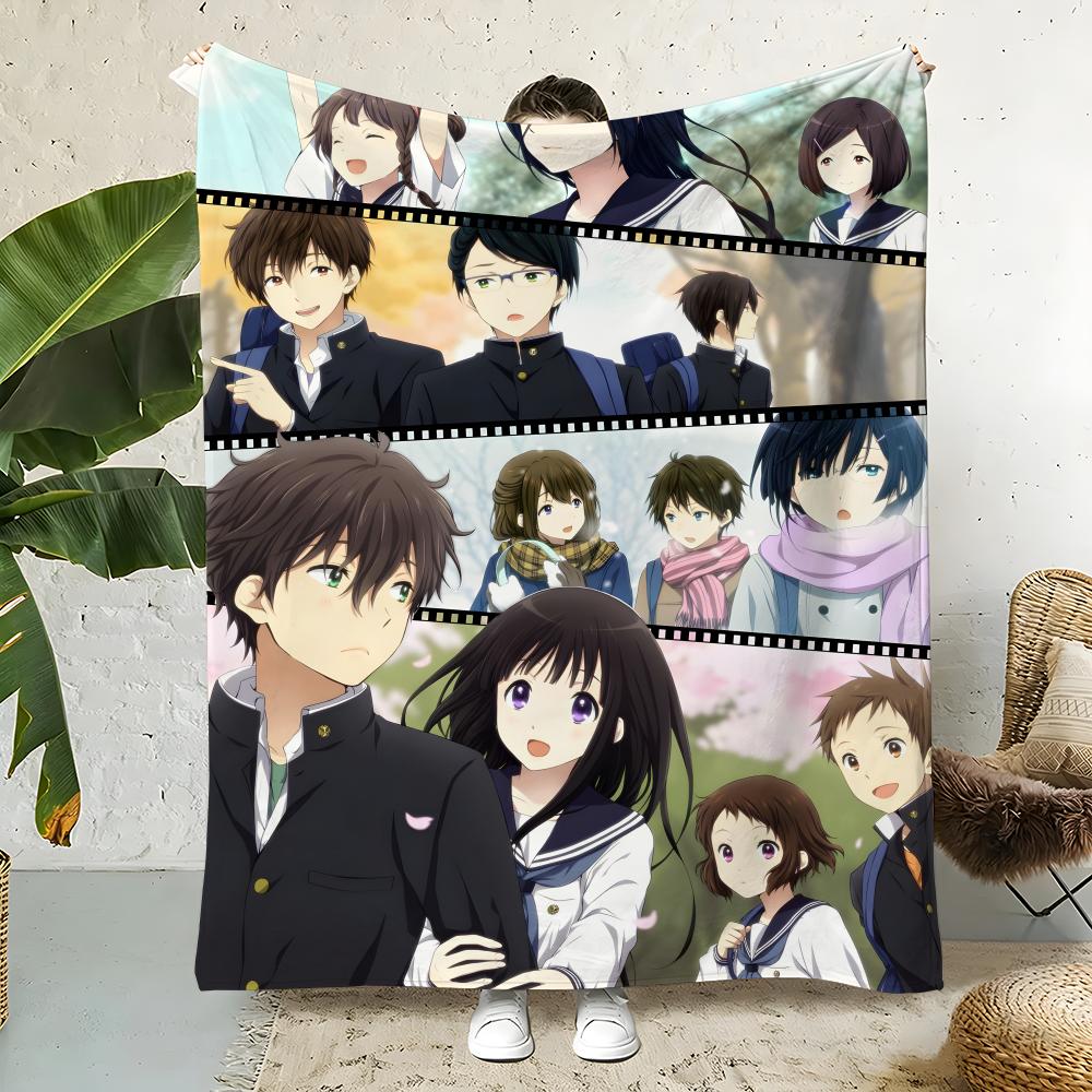 Anime H-Hyouka Throw  Flannel Throw Blanket,Bed Home Office Nap Blanket Travel,Camping,Picnic Blanket Soft Decor 75cmx90cm