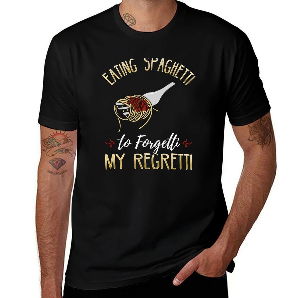 Eating Spaghetti To Forgetti My Regretti Tshirt Minimalist Plain Crew Neck Tshirt