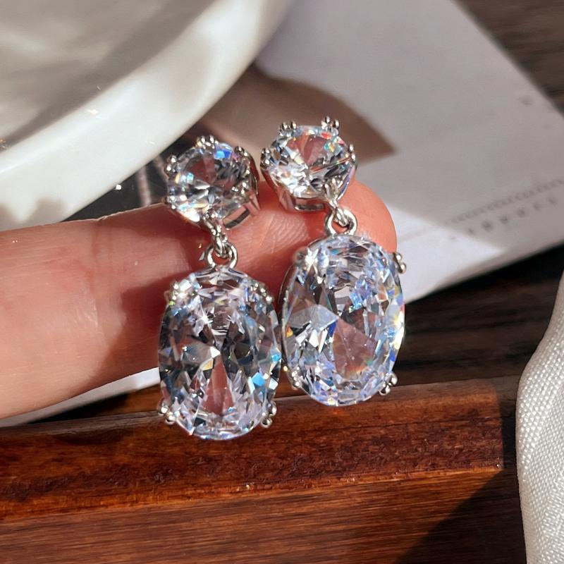 Elegant Temperament Female Accessories Drop Earrings Multicolor Rhinestone Earrings Oval Earrings Women Jewelry Gift