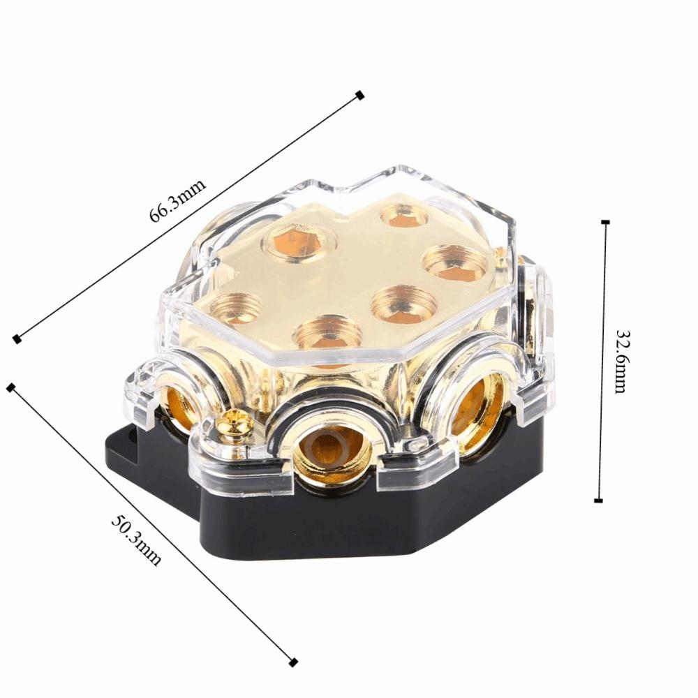 1 in 5 Way Out Power Distributor Block Outlet 1 * 2GA+2*4GA+2*8GA Fuse Holder  Automobile Vehicle