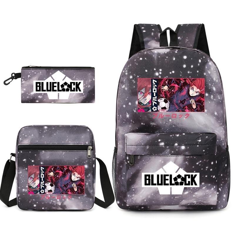 Large Capacity Schoolbag with Shoulder Strap; Student Three-piece Pencil Case Set